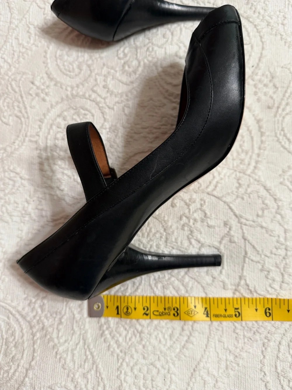 Ciao Bella Size 10 Black Peep-Toe Mary Jane High Heels